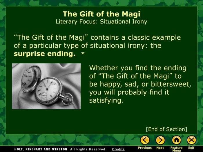 Situational irony in the gift of the magi