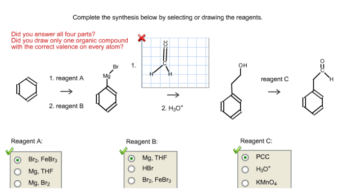 Complete the synthesis below by selecting or drawing the reagents.